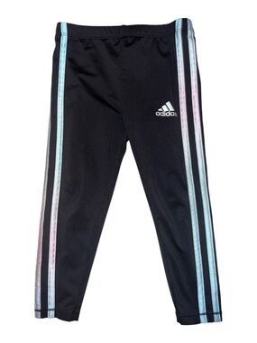 Size 3T adidas Kids Black Track Pants with Iridescent Side Stripes